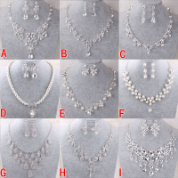 热卖新娘饰品结婚新娘项链婚纱配饰新娘结婚水钻耳环套链