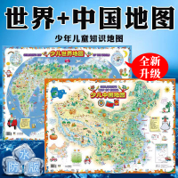 中国地图+世界地图墙贴儿童房专用超大尺寸高清地图儿童地理百科知识挂图防水撕不烂初中小学生 中国地图+世界地图