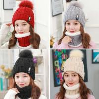女帽冬帽女棉帽冬季韩版女士百搭毛线帽子可爱加绒加厚围脖学生骑车防寒针织潮帽
