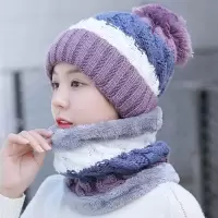 女帽冬帽女棉帽帽子女冬季韩版百搭加绒毛线帽女士时尚保暖针织帽防寒护耳围脖潮