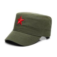 休闲平顶帽男帽帽子男红色五角星演出舞蹈表演学生军训透气户外军帽红星夏