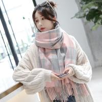 女生围巾冬季可爱围巾女冬款高档羊毛学生格子可爱韩版加厚百搭秋冬季方格新款羊绒