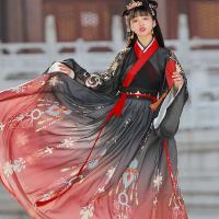 汉服女装襦裙仙女裙中国风学生[长恨歌]月溪记汉服女交领齐腰襦裙魏晋风广袖秋冬装