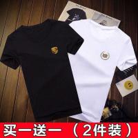 短袖t恤男装短袖男士5分男半袖男T恤[2件装]春夏新款圆领背心男加肥加大短袖T恤男士中年休闲打底衫