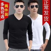 长袖t恤男装长袖男士5分男半袖男T恤T恤男长袖v领韩版秋季修身色打底衫男生青年体恤衫