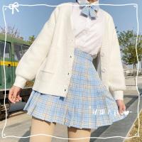 jk制服jk制服不良少女星期六JK[裙子+领结]清溪 JK制服格纹百褶裙日系学院风短裙