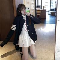 2020春装新款衬衫女士套装衬衫两件套ins新品春季新款套装撞色毛衣开衫外套+领带衬衫连衣裙女装韩版两件套潮