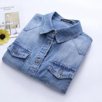 2020春装新款衬衫牛仔衬衫女ins新品春秋 休闲水洗双口袋牛仔衬衫衣打底衫 女长袖学生薄外套大码