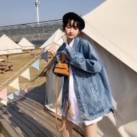 外套女学生韩版宽松原宿风春季春秋季拉链款 牛仔衣外套女秋季韩版宽松学生原宿bf休闲百搭色简约上衣褂子潮