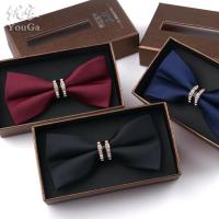 蝴蝶结领带男韩版潮流男士婚礼领结中学生校服领带演出配饰学院风精致水钻英伦男士蝴蝶结领结男 正装结婚领带韩版双层新郎领结潮