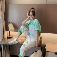 背带裤女学生宽松韩版清新时尚修身百搭可爱潮流显瘦学生党学院风单件/套装 很仙背带裤女2020新学生高腰宽松破洞牛仔裤网红