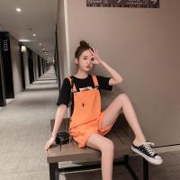 背带裤女学生宽松韩版清新时尚修身百搭可爱潮流显瘦学生党学院风背带短裤女2019夏季新款森女系网红可爱显瘦超火cec高腰背