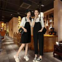 闺蜜装裙子2020新款夏季韩版修身连衣裙时尚可爱小清新拍照学生党宽松显瘦减龄短袖T恤上衣背带裤背带裙闺蜜装套装学生两件套