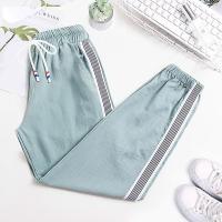 女裤夏季薄款舒适清新时尚韩版修身百搭直筒小脚裤显瘦潮流学生党裤子女学生韩版宽松夏季薄款显瘦九分运动裤女休闲阔腿灯笼防蚊裤