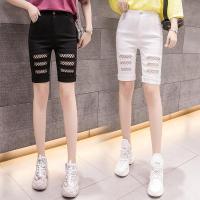 五分裤女夏季薄款韩版清新时尚修身宽松舒适百搭可爱潮流显瘦学生夏季薄款胖妹妹白色渔网破洞五分打底裤女外穿小个子弹力显瘦短裤