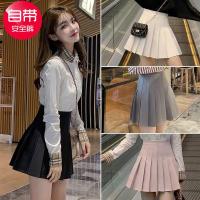 半身裙装学生韩版清新时尚修身百搭可爱清新潮流显瘦学院风仙女裙百褶裙女夏季日系中长款JK短裙a字大码百搭色学院风 黑色半