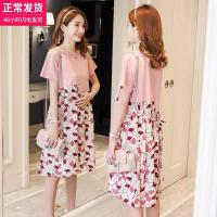 孕妇装夏装连衣裙2020新款宽松韩版清新时尚修身舒适高档网红潮妈孕妇夏装连衣裙时尚款上衣拼接宽松夏天孕妇裙子潮妈怀孕期T