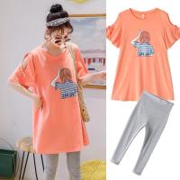 孕妇装夏装连衣裙2020新款宽松韩版清新时尚修身舒适高档网红潮妈孕妇装夏装T恤套装宽松中长款夏季连衣裙时尚款孕妇 两件套