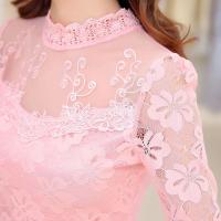 立领打底衫女2020新款内搭宽松洋气夏季薄款舒适时尚韩版修身百搭2020早春立领镂空蕾丝打底衫长袖T恤女百搭修身加绒内搭