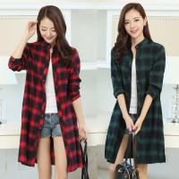 立领打底衫女2020新款内搭宽松洋气夏季薄款舒适时尚韩版修身百搭格子中长款衬衫宽松韩版长袖衬衣百搭大码立领打底衫宽松外套