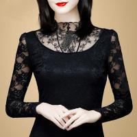 立领打底衫女2020新款内搭宽松洋气夏季薄款舒适时尚韩版修身百搭蕾丝打底衫女长袖春秋2020新款韩版镂空立领网纱小衫冬季