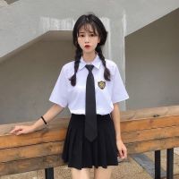 [三件套装超火学院风系领带衬衫女两件套百褶裙女JK学生制服班服