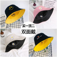 [青春派]帽子女女士帽双面刺绣百搭盆帽渔夫帽男女可爱学生韩版