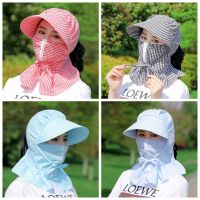 防晒帽子女遮脸夏天干活采茶叶防紫外线遮阳骑车遮脸扎马尾太阳帽