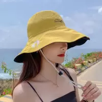 帽子女GD同款小雏菊渔夫帽女双面戴夏天韩版潮百搭遮阳大沿太阳防晒帽子