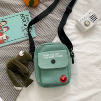 帆布单肩包女日系2020新款ins百搭学生时尚简约芝麻街斜挎小包包