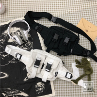 韩版INS百搭暗黑风原宿帆布胸包港风休闲斜挎包日系腰包女学生男