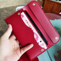 精品包包女新款多卡位长款钱包女士搭扣手拿包学生荔枝纹手机包潮