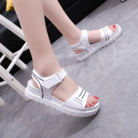 2020夏季新款凉鞋女学生简约百搭魔术贴平底少女沙滩大码软底女鞋