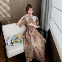 2020夏季新款森系田园风碎花裙女长款收腰显瘦娃娃领打底连衣裙潮