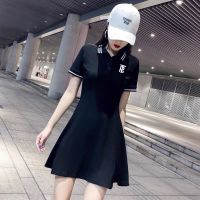 95%纯棉POLO领连衣裙女收腰显瘦上衣2020夏新款韩版休闲a字体恤裙