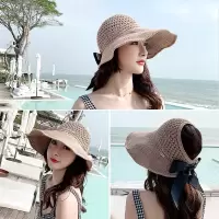 太阳帽女夏空顶卷卷遮阳帽可折叠防紫外线韩版帽子防晒沙滩出游潮