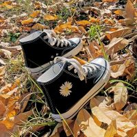 春夏小雏菊高帮帆布鞋女学生韩版复古百搭1970s板鞋权志龙ins潮鞋