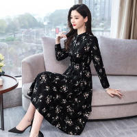 碎花连衣裙2020新款女装气质修身显瘦过膝春秋衬衫打底碎花长裙女