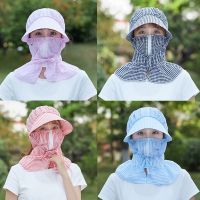 防晒帽子女遮脸夏天干活采茶叶防紫外线遮阳骑车遮脸扎马尾太阳帽