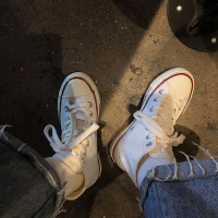 高帮帆布鞋女ins韩版百搭学生平底原宿风1970s白色板鞋潮流小白鞋