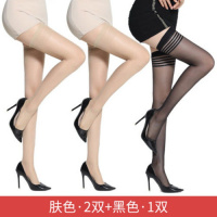 2-5双长筒袜女薄款夏季防勾丝肉色长款过膝袜防滑大腿高筒丝袜 肤2+黑1