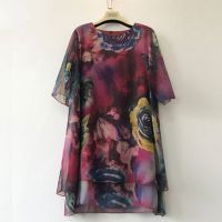 2020新款夏200斤加肥加大码遮肚子雪纺衫上衣胖mm连衣裙宽松