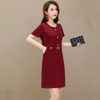 妈妈夏装短袖连衣裙显瘦洋气中年40-50女2020新款高贵阔太太裙子