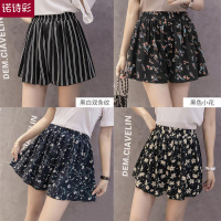 夏季新款大码阔腿裤裙半身三分裤短裤宽松印花短裤女休闲裤打底裤