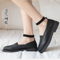 袜子女夏季薄款韩版短袜小雏菊ins网红船袜隐形水晶玻璃丝袜浅口 小雏菊款[黑色1双]