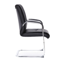业彩家居弓形办公椅加厚不锈钢皮面软包会议椅办公椅