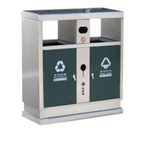 秋成科技户外不锈钢分类垃圾桶QC-LJX06双桶室外环卫大号果皮箱小区物业景区果壳箱