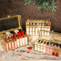 家用玻璃防尘口红收纳盒非亚克力套装架子化妆品唇膏女生桌面整理