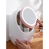 网红化妆品收纳盒带镜子抖音同款防尘梳妆台桌面口红护肤品置物架