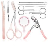 10合1修眉刀画眉神器女卷翘睫毛夹眉毛贴刮毛刀去粉刺黑头针套装